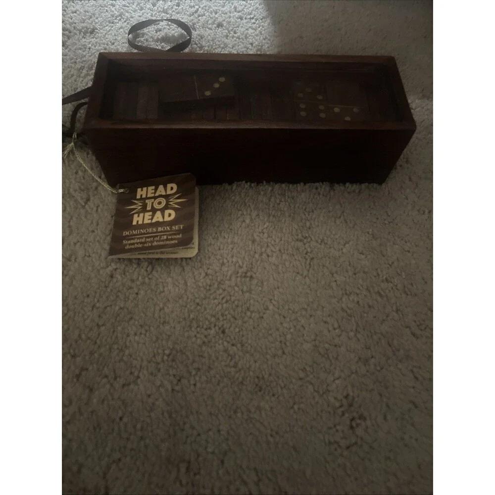 28 Wood Dominos Double Six Dominos Set In A Wooden Case- New